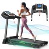 Compact Foldable Home Treadmill: Max 7.5MPH, 8 Shock Absorbers, 41.3×16.5' Running Area, 12 Programs