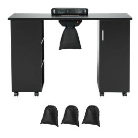 Manicure Table, Nail Table Station with Electric Dust Collector, Moveable Nail Tech Desk with 8 Wheels (4 Lockable), 3 Dust Bag & Wrist Rest