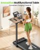Akluer Walking Pad Treadmill with Adjustable Desk, 2.5HP Compact Under Desk Treadmill with Remote, Foldable Quiet Treadmill for Home Office