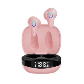 New Dual Ear Sports Touch Control Digital Display Earphone Race Game Earphone Christmas Gift For Kids/Children/Men/Adults (Color: Pink)