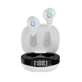 New Dual Ear Sports Touch Control Digital Display Earphone Race Game Earphone Christmas Gift For Kids/Children/Men/Adults (Color: White)