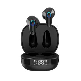 New Dual Ear Sports Touch Control Digital Display Earphone Race Game Earphone Christmas Gift For Kids/Children/Men/Adults (Color: Black)