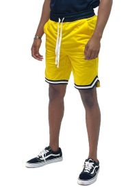 Solid Athletic Basketball Sports Shorts (Color: Yellow, size: XL)