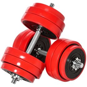 Adjustable Dumbbell Set, 66lbs Convertible to Barbell Weight Set for Home Gym Women and Men Weight Lifting Training (Option: Wine Red-520x280x190 mm)