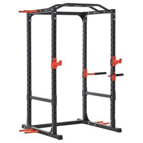 Adjustable Power Tower Dip Station Pull Up Bar Squat Rack Power Cage At Home Workout Equipment, Upper Body Strength Training Equipment (Option: Black-2080x290x75 mm)