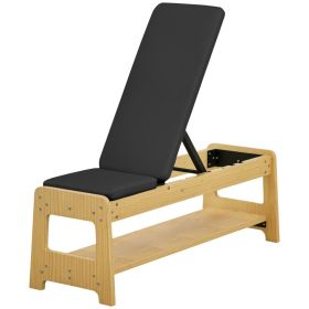 Wooden Adjustable Weight Bench with Dumbbell Rack, Flat or Incline Workout Bench for Home Gym Weight Lifting, Black (Option: Black-1230x160x430 mm)
