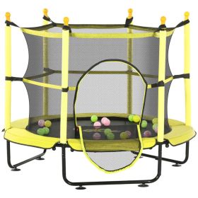 4.6' Trampoline for Kids with Safety Enclosure & Ball Pit, Yellow (Option: Yellow-1020x320x180 mm)