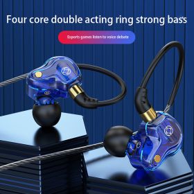 Wrap Around Ear Heavy Bass Wired Headset Sports Gaming Headset For 3.5mm Jack (Color: Blue)